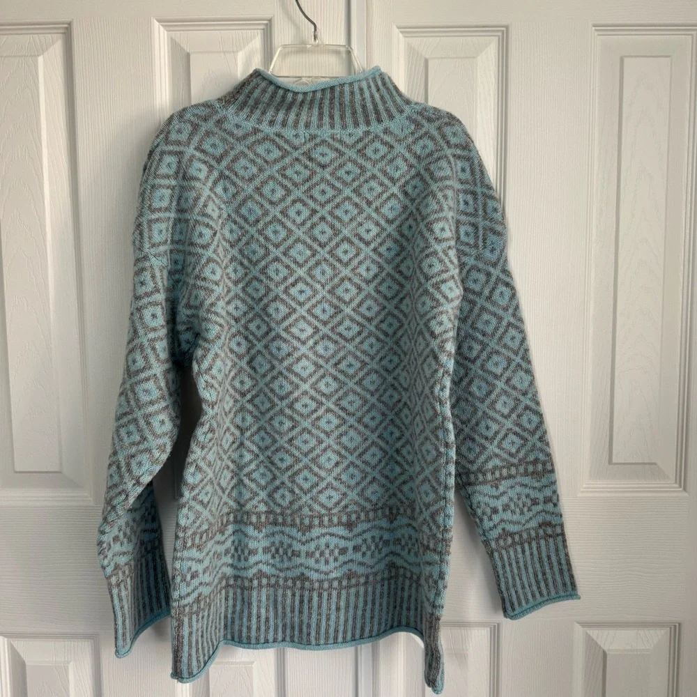 Sundance Wool Blend Blue and Gray Cowl Neck Sweater Size S